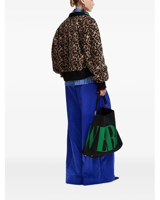 Essentiel Antwerp Black Leopard-Print Bomber Jacket