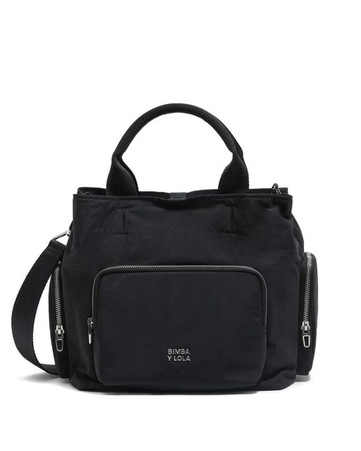 Bimba Y Lola Black Top-Handle Zip-Fastening Tote Bag