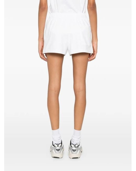 Sporty & Rich White Logo-Embroidered Elasticated Shorts