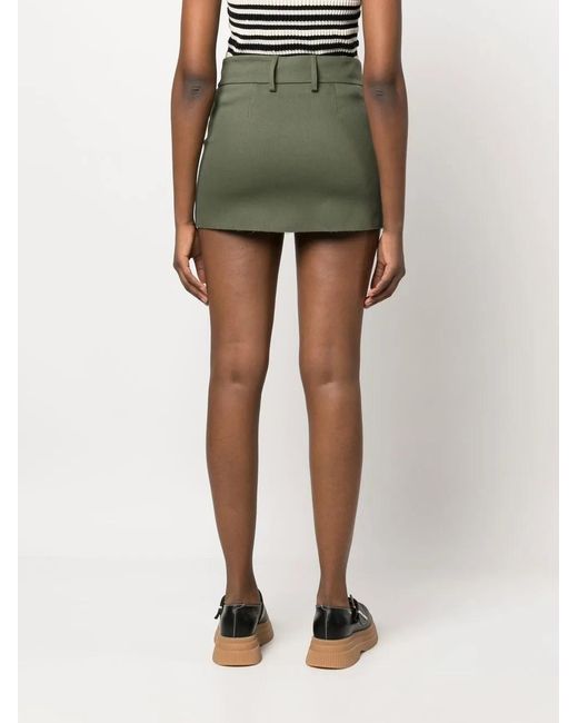Blanca Vita Green Concealed-Front Fastening Miniskirt