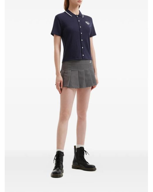 Chocoolate Blue Buttoned Ribbed Top