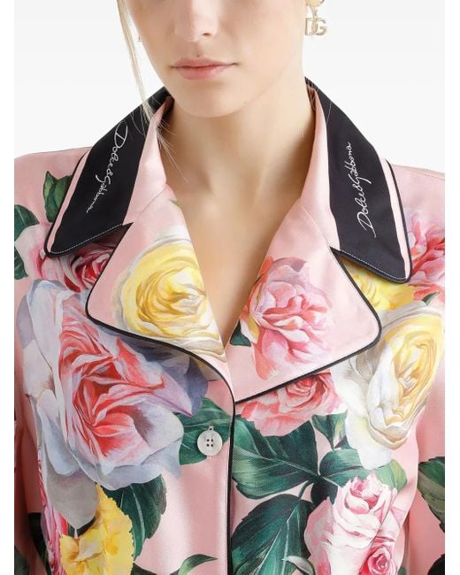 Dolce & Gabbana Red Floral-Print Shirt
