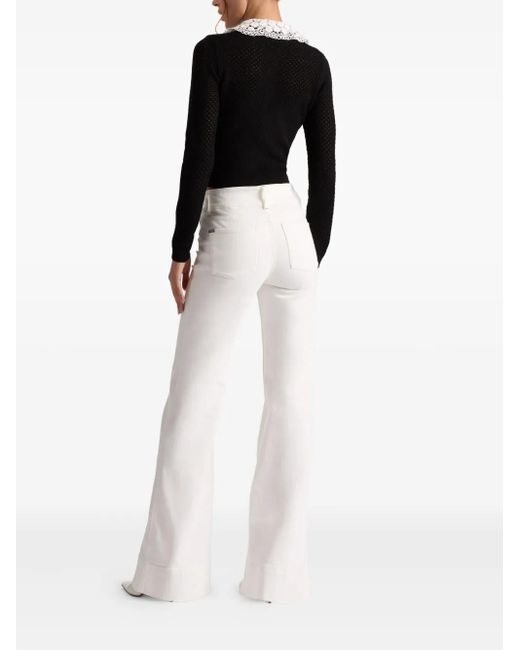 Alice + Olivia Black Carson Cardigan mit gehäkeltem Kragen