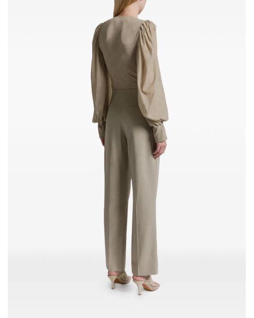 Alberta Ferretti Gray High-Waisted Trousers