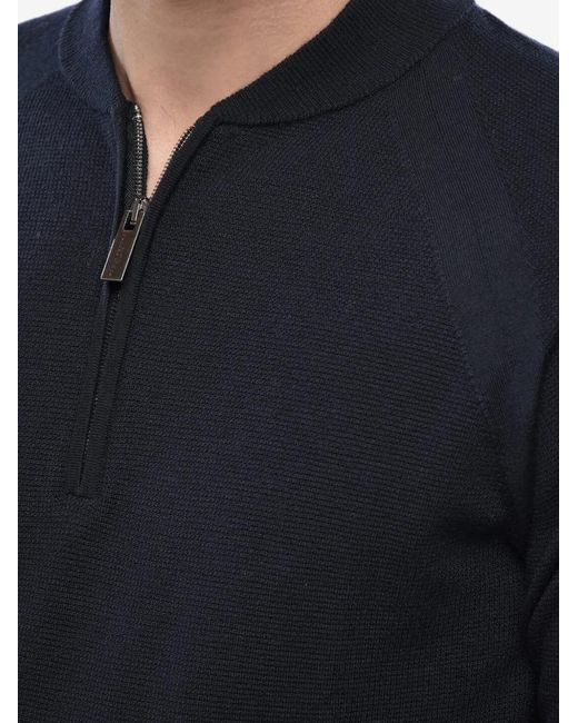 Paolo Pecora Blue Half-Zip Wool Sweater for men