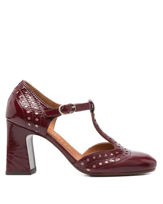 Chie Mihara Brown Perforierte Pumps mit T-Riemen 85mm