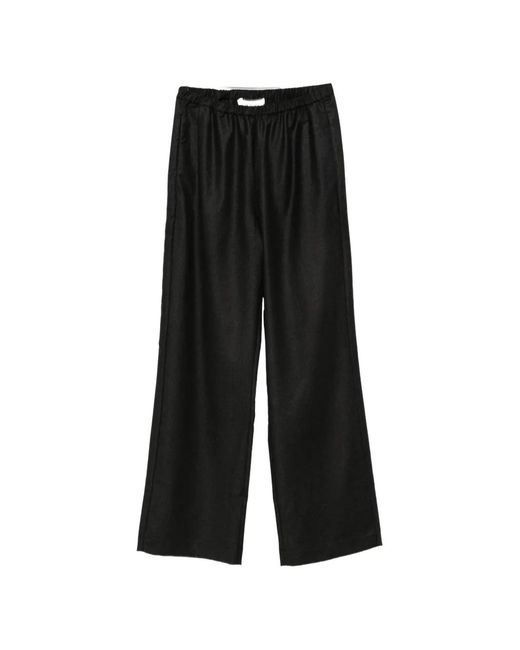 Rohe Black Elasticated-Waist Wide-Leg Trousers