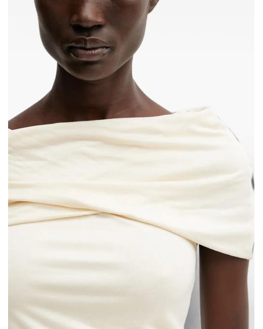 Rick Owens White Draped Off-Shoulder Top