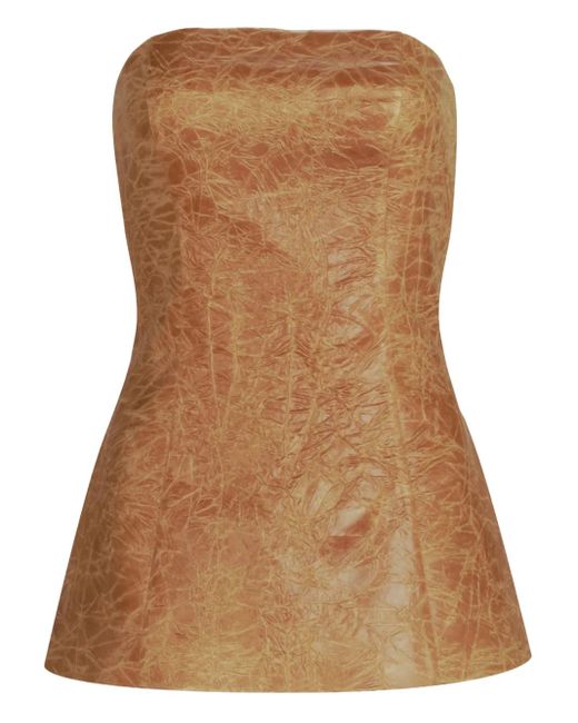 Silvia Tcherassi Astor Textured Strapless Top Brown