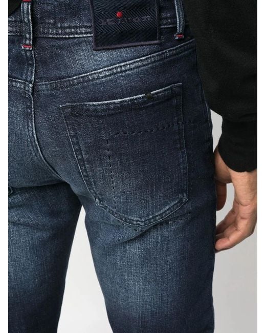 Kiton White Dark-Wash Straight-Leg Jeans for men