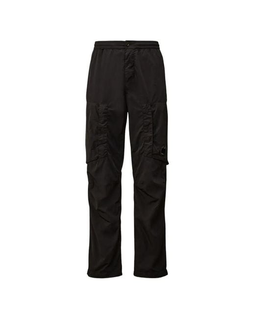 C P Company Black Elasticated-Waist Cargo Trousers for men