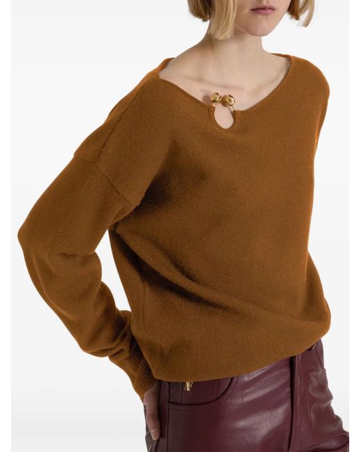 Alberta Ferretti Brown Appliqué Knitted Sweater