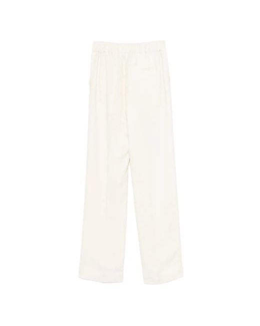 Antonelli White Drawstring Straight Trousers