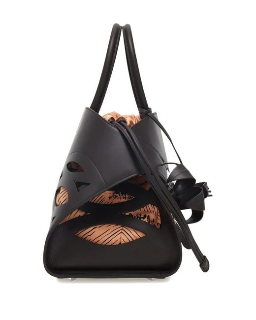 Ferragamo Black Large Back To Earth Hug Tote Bag