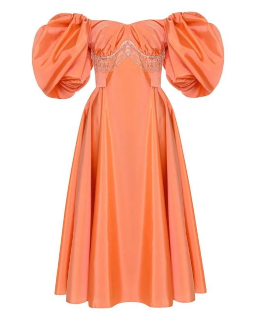 Anouki Jurk Met Pofmouwen in het Orange