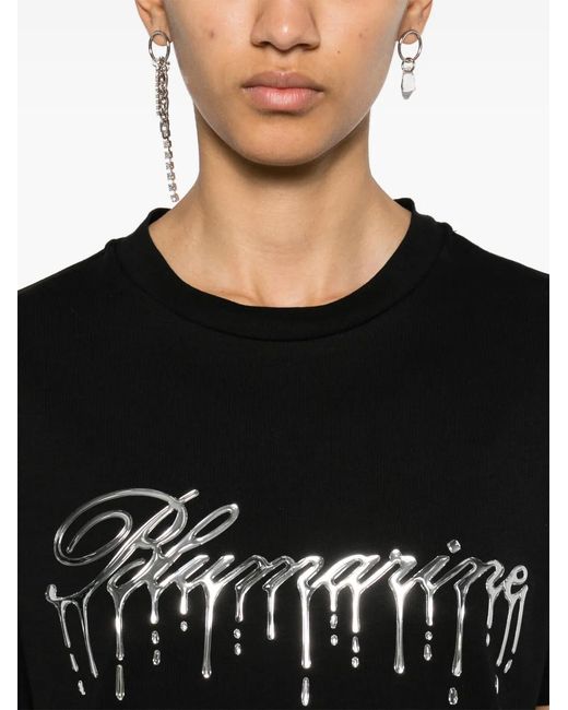 Blumarine Black Raised-Logo T-Shirt