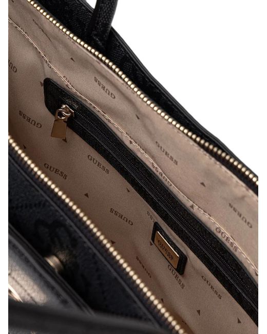 Guess Black Janie Logo-Print Horsebit Tote Bag
