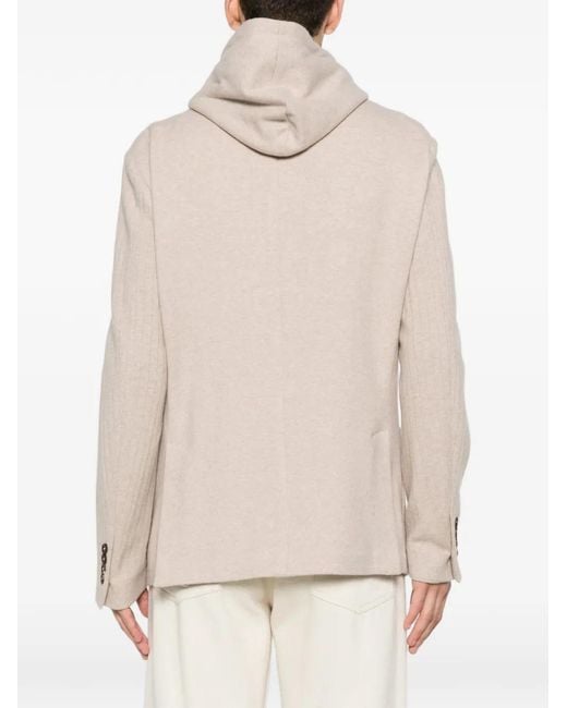 Eleventy Natural Hooded Single-Breasted Jacket for men