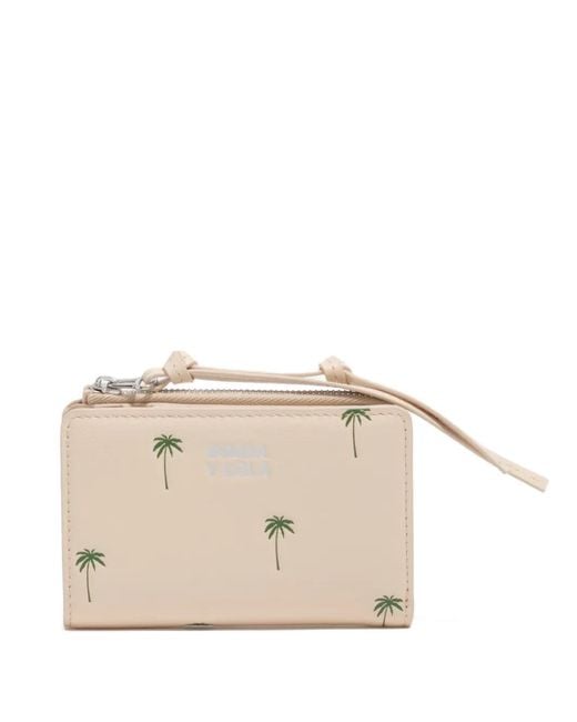 Bimba Y Lola Natural Palms Zip Leather Wallet