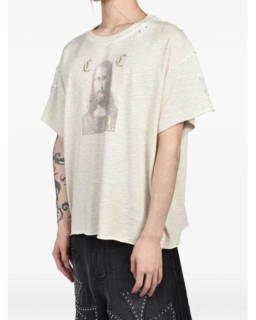 Crazy Clown L.A. Natural Graphic-Print Distressed T-Shirt for men