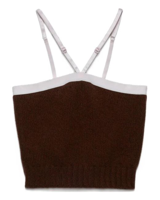 Top de punto con tiras ajustables Prada de color Brown