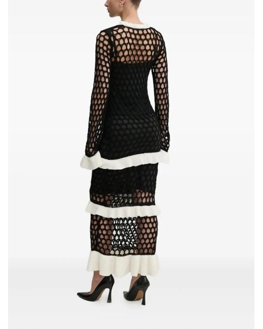 Never Fully Dressed Black Crochet-Knit Ruffled Dress