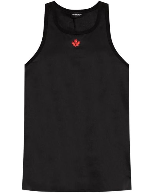 DSquared² Black Embroidered-Logo Cotton Top
