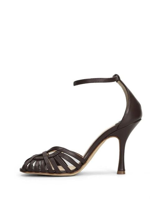 Anna F. White Caged Buckle-Fastening Sandals