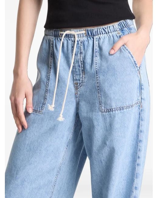 Gap Blue Drawstring-Waist Wide-Leg Jeans