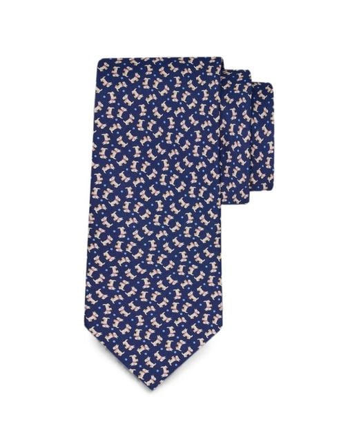 Ferragamo Blue Charlie-Print Silk Tie for men