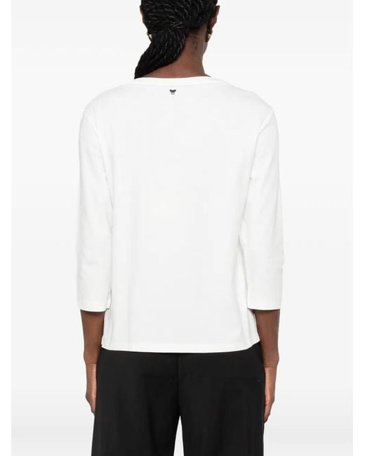 Weekend by Maxmara White Boat-Neck Three-Quarter-Sleeve Top