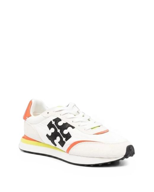 Tory Burch White Destiny Logo-Patch Sneakers