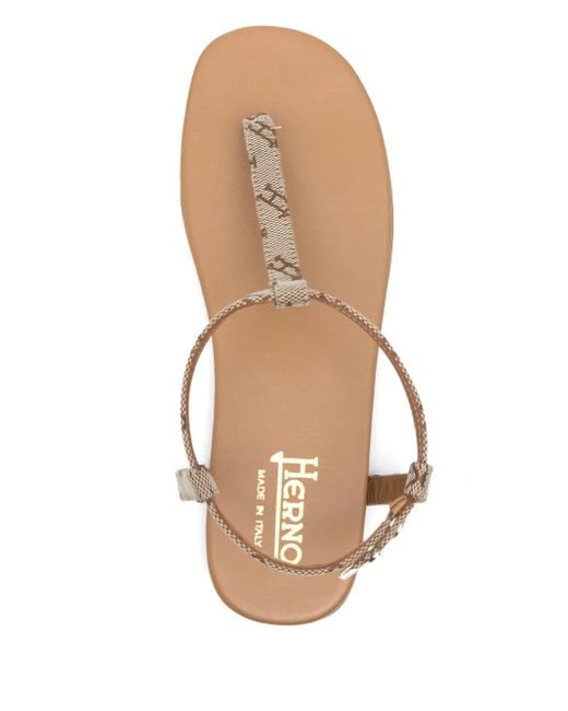 Herno Brown Logo-Print Sandals