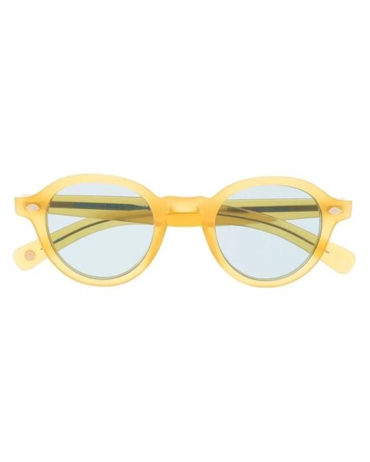 Garrett Leight Yellow Flipper Round-Frame Sunglasses