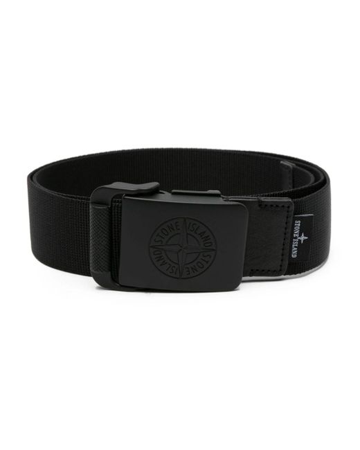 Stone Island Black Compass-motif Buckled Belt for men
