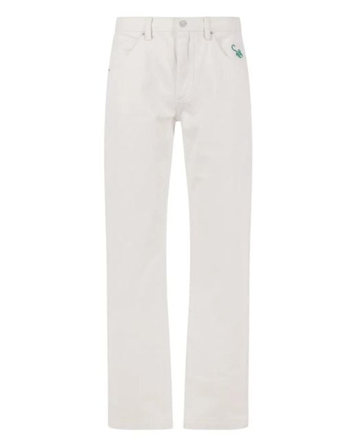 Cherry World White Embroidery-Detail Jeans for men