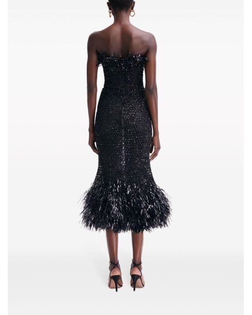 Oscar de la Renta Black Sequin-embellished Tulle Dress