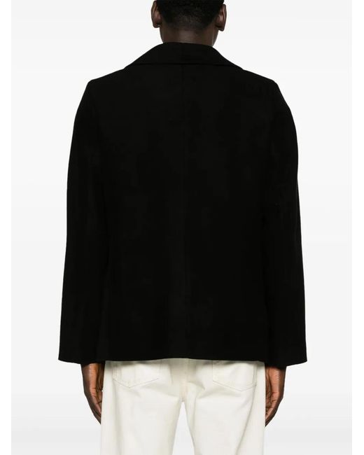 Séfr Black Curved-Lapels Single-Breasted Blazer for men