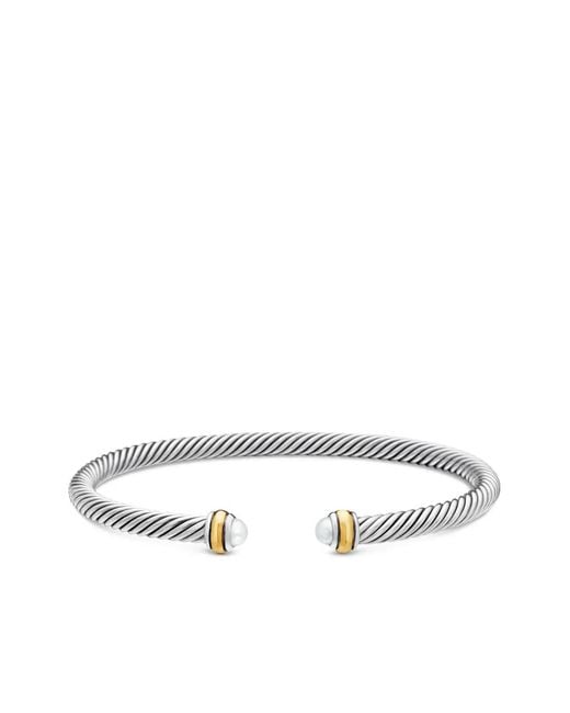 David Yurman White 18Kt And Sterling Classic Cable Bracelet (4Mm)