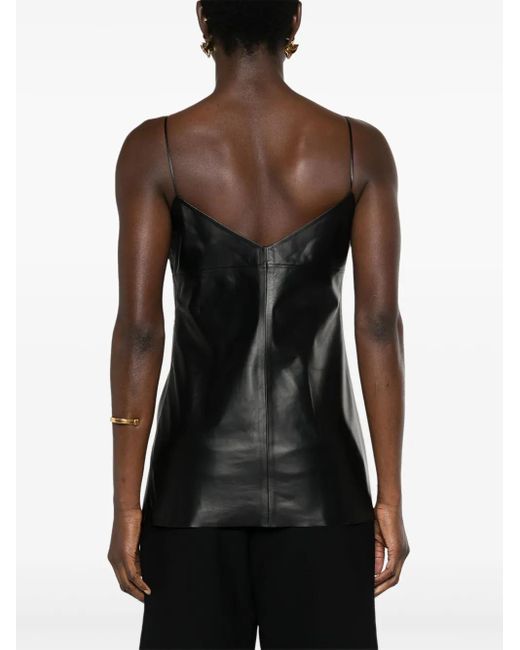 Fabiana Filippi Black Panelled Leather Tank Top