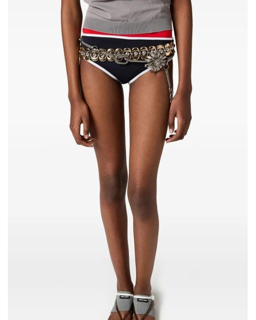Bas De Bikini En Maille Technique Miu Miu en coloris Blue