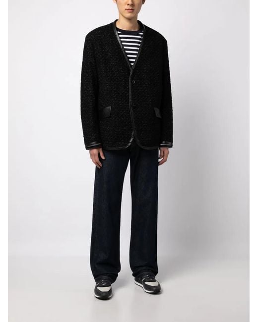 Junya Watanabe Black V-Neck Single-Breasted Jacket for men