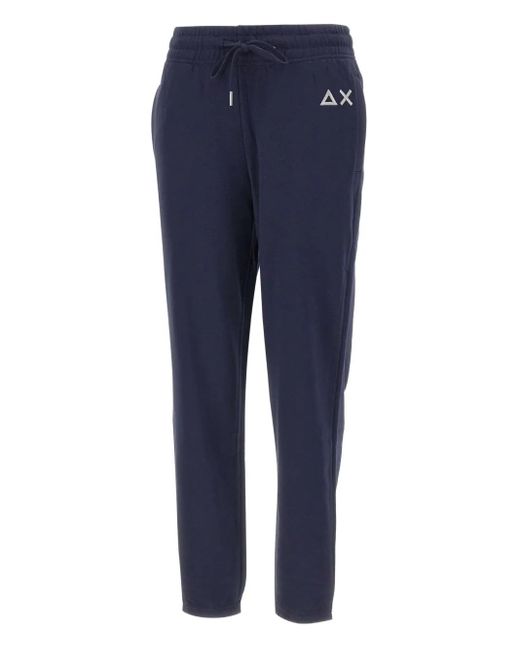 Sun 68 Blue Drawstring Logo-Detail Track Pants