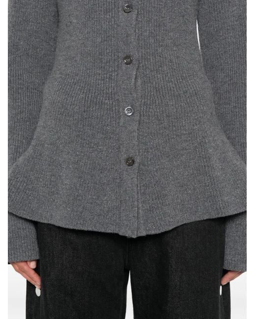 Rohe Gray Ribbed Button Top