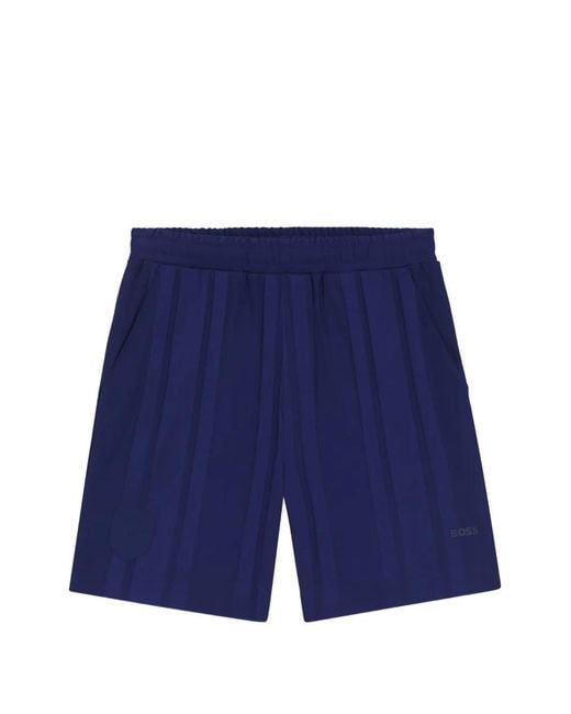 BOSS GREEN HUGO BOSS Blue Pleated Cotton Shorts for men