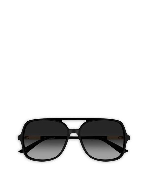 Chloé Black Pilot-Frame Sunglasses