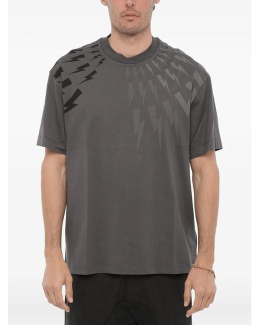 Neil Barrett Gray Logo-Print Jersey T-Shirt for men
