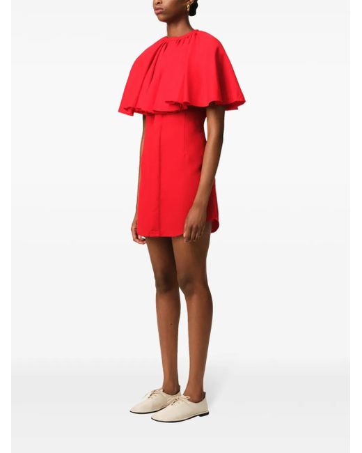 AMI Red Ruffled Mini Dress