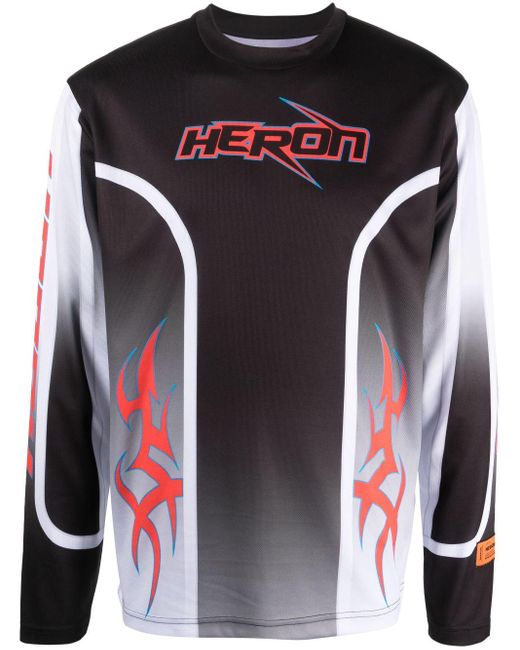 Heron Preston Black Racing-print Long-sleeve Jersey for men