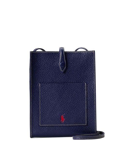 Polo Ralph Lauren Leren Crossbodytas Met Textuur in het Blue
